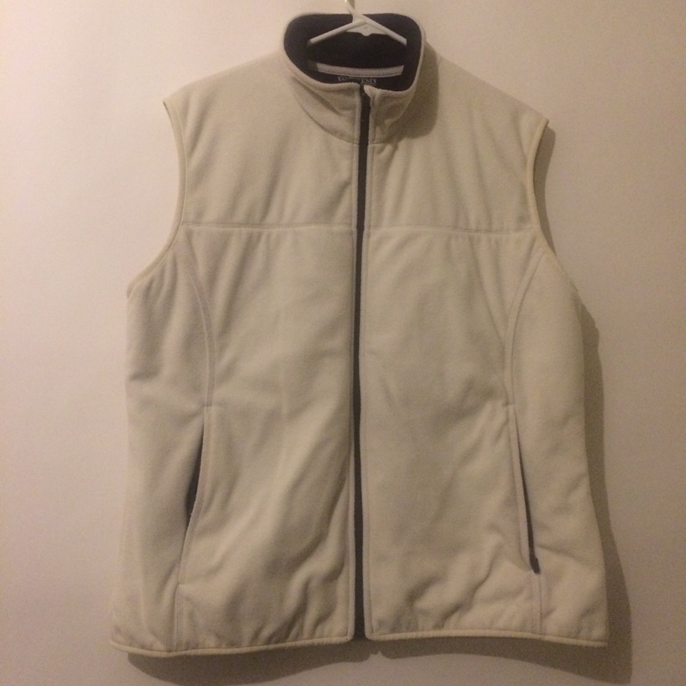 Lands End Womens White Full Zip Vest 14-16